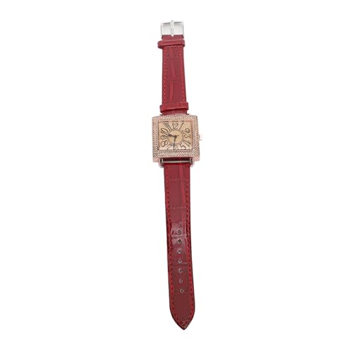 Tissting Retro Damenuhr Quadratische Stilvolle Damen Uhren Vintage Armbanduhr mit Lederband, Mechanische Uhr für Jeden Anlass(Rot) von Tissting