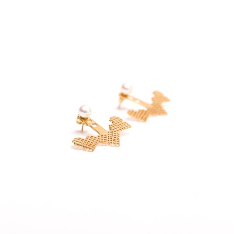 Herzen Ohrjacken, Süßwasserperlen Gold Fill Ohr Kletterer, Cuffs Herzen Ohrjacken, Süßwasserperlen Gold Fill Ohr Kletterer, Cuffs von TistiK