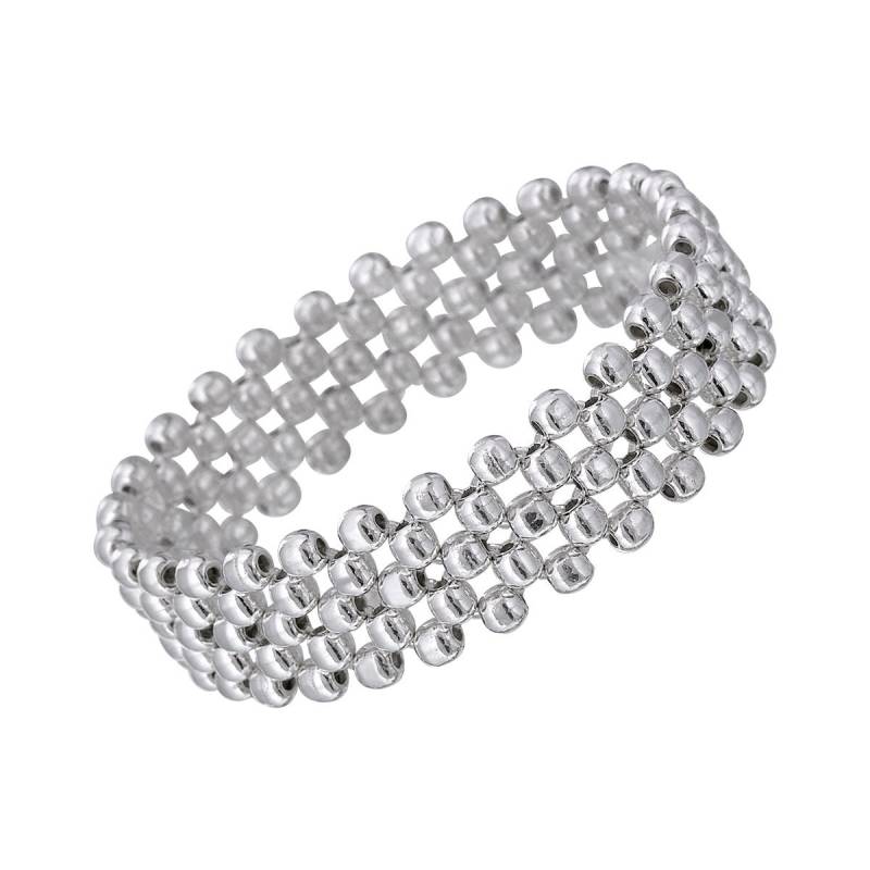 Statement Elastik Armband Mit Mehreren Reihen Von Sterling Silber Ball Perlen. Gewebtes Massiv Erbstück Schmuck Statement Elastik Armband Mit Mehreren Reihen Von Sterling Silber Ball Perlen. Gewebtes Massiv Erbstück Schmuck von TistiK