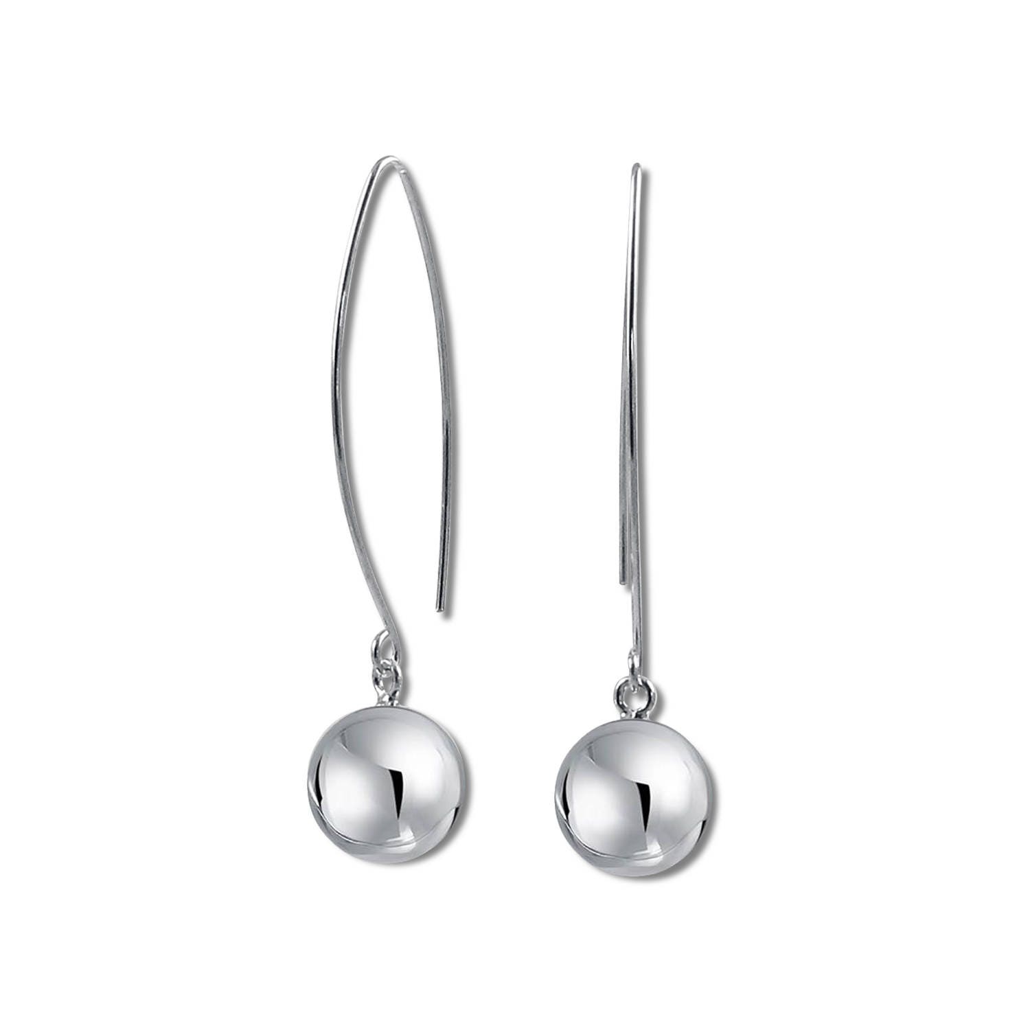 Sterling Silber Kugel Ohrringe Lang Threader Stil | 12 Mm & 14 Mm von TistiK