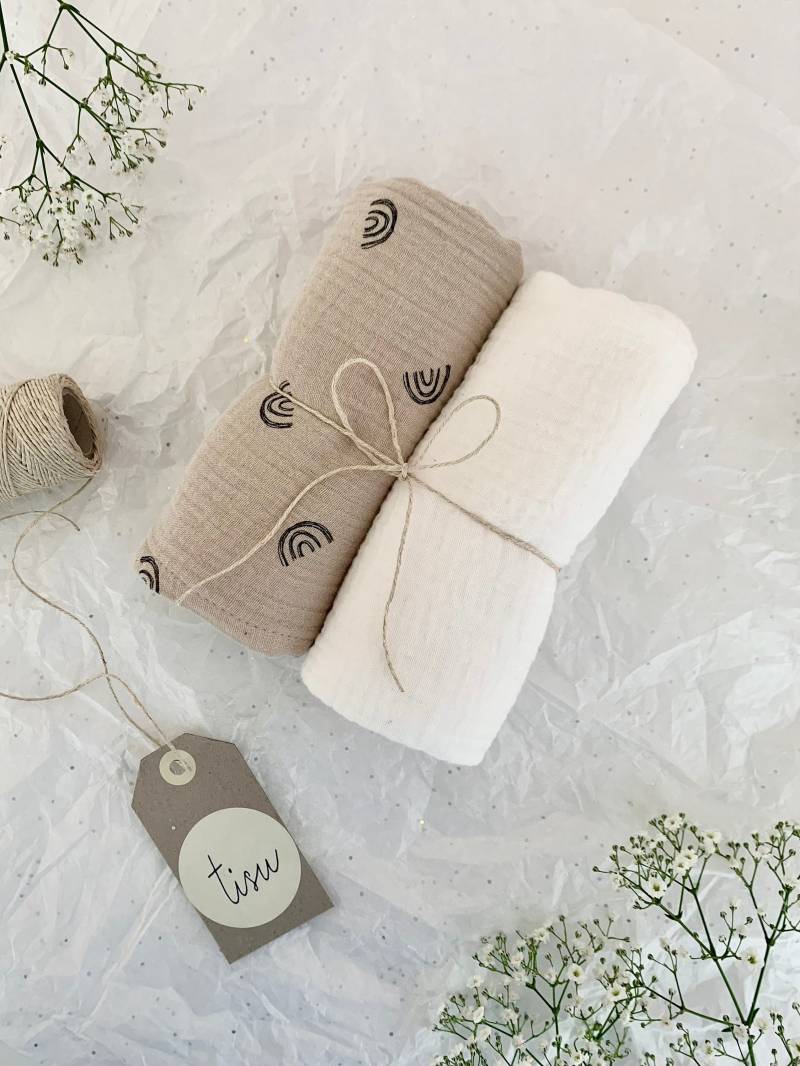 2Er Set Doppel-Musselin Decke/Musselin Swaddle Kinderwagen Spucktücher von Tisubabyshop