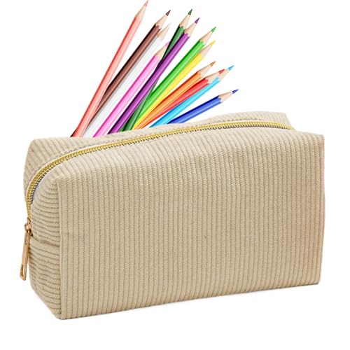 Tisujune Ästhetische Schlampermäppchen - Kordstoff Schreibzeugtasche Kosmetikbeutel | Stiftetasche Schreibwarenhalter für Marker Schule Büro Klassenzimmer Frauen Mädchen Lehrer und Studenten von Tisujune