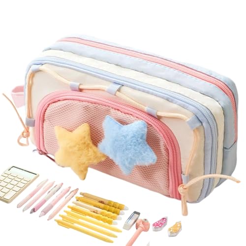 Tisujune Federmäppchen, Große Kapazität Federmappe Stiftetasche, Schreibwarenorganizer für Radiergummi Marker Lineal Haftnotizen für Schüler Kindergarten Universität Reise Rucksack von Tisujune