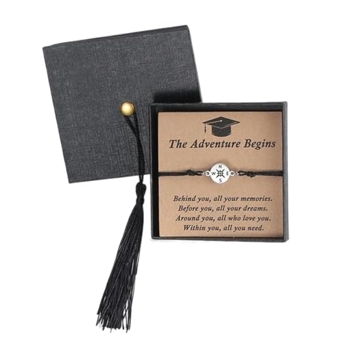 Tisujune Senior Abschluss Armband Zur Erinnerung - Verstellbares Armband Mit Kette - Inspirierender Schmuck Mit Box Und Zitatskarten, Geschenkideen Für Frauen Und Männer von Tisujune