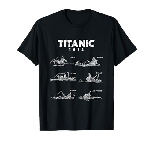 Titanic 1912 Sink Disaster Poster Graphics - Herren, Damen, Unisex Kinder - Titanic-Enthusiasten - Unisex - Halbarm - T-Shirt - Hemd - Schwarz - S von Titanic 1912 Sink Disaster Poster Graphics