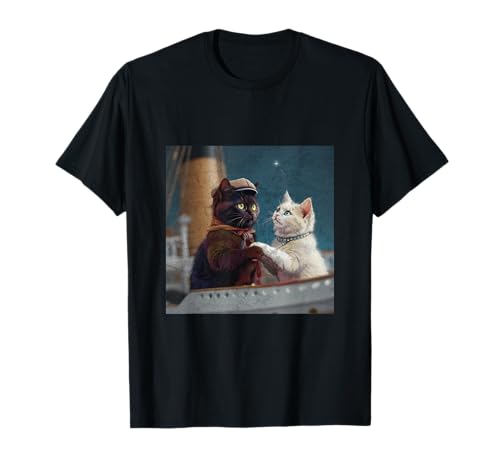 Lustige Titanic Movie Cat Meme RMS Kreuzfahrtschiff Männer Frauen T-Shirt von Titanic Enthusiast Apparel Gifts Shop