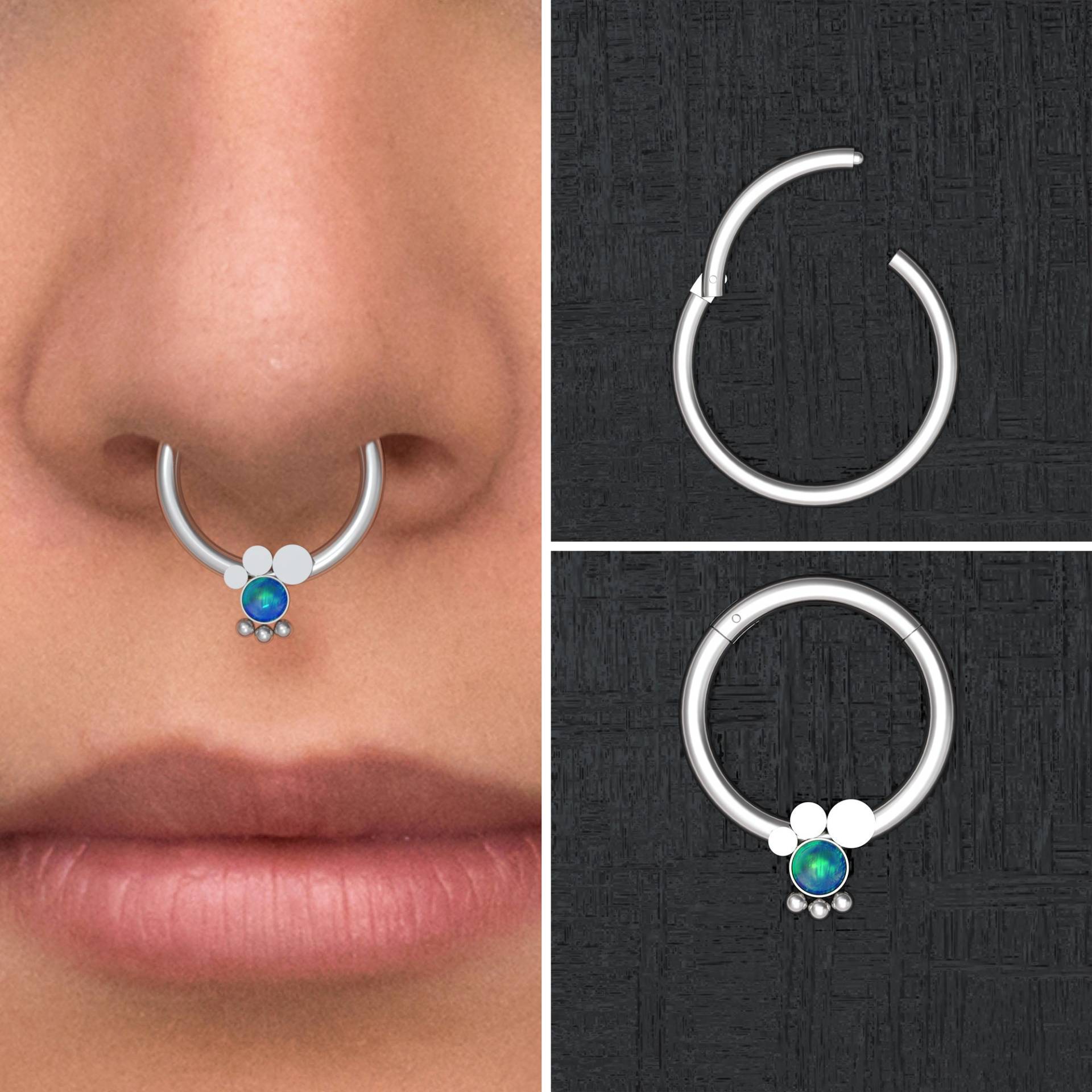 Daith Ohrring Chirurgenstahl, Opal Septum Ring 16G, Clicker Ohrring, Schmuck, Hoop von TitaniumFashion