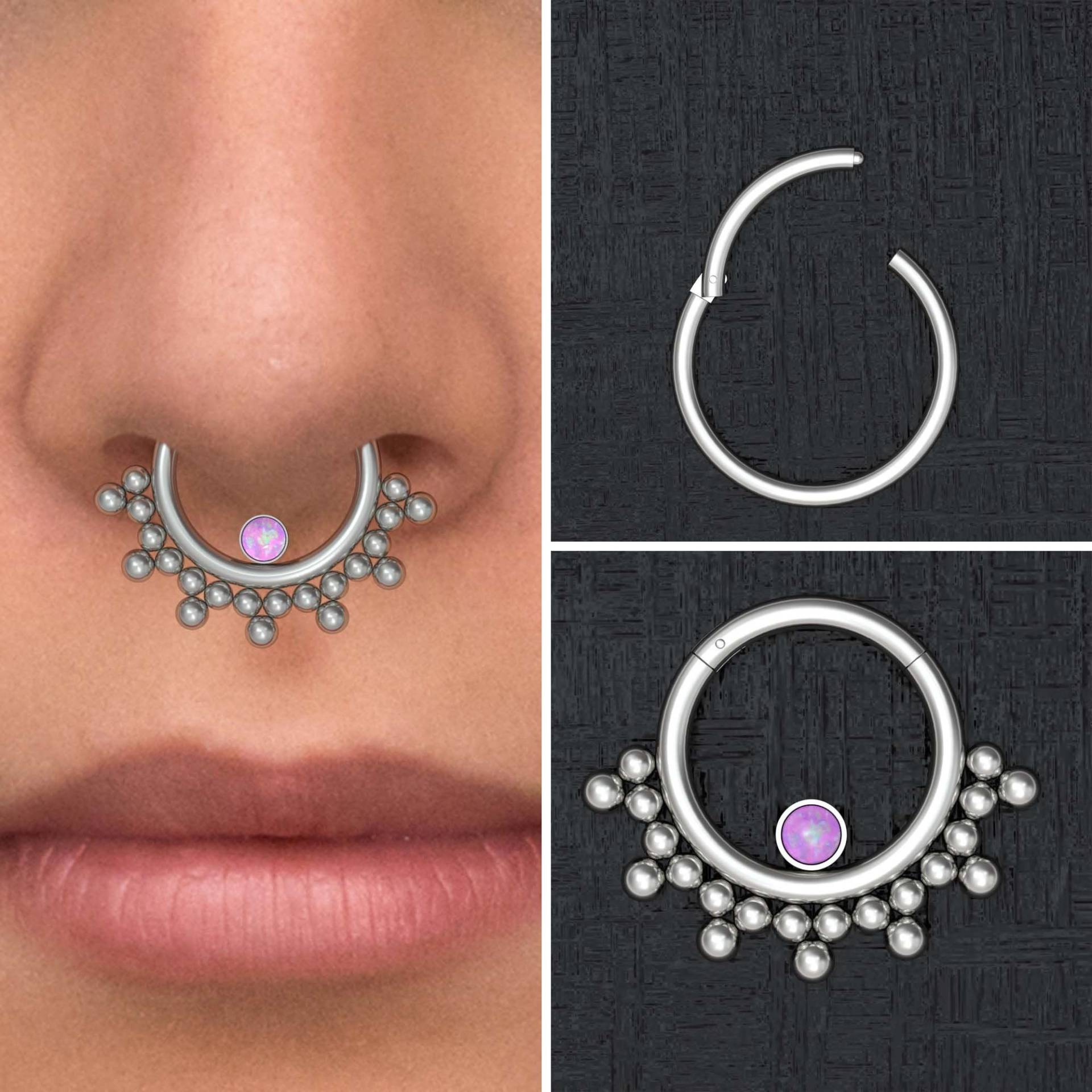 Titan Septum Ring, Opal Daith Ohrring Implant Grade, Schmuck, Hoop, Piercing, Clicker von TitaniumFashion