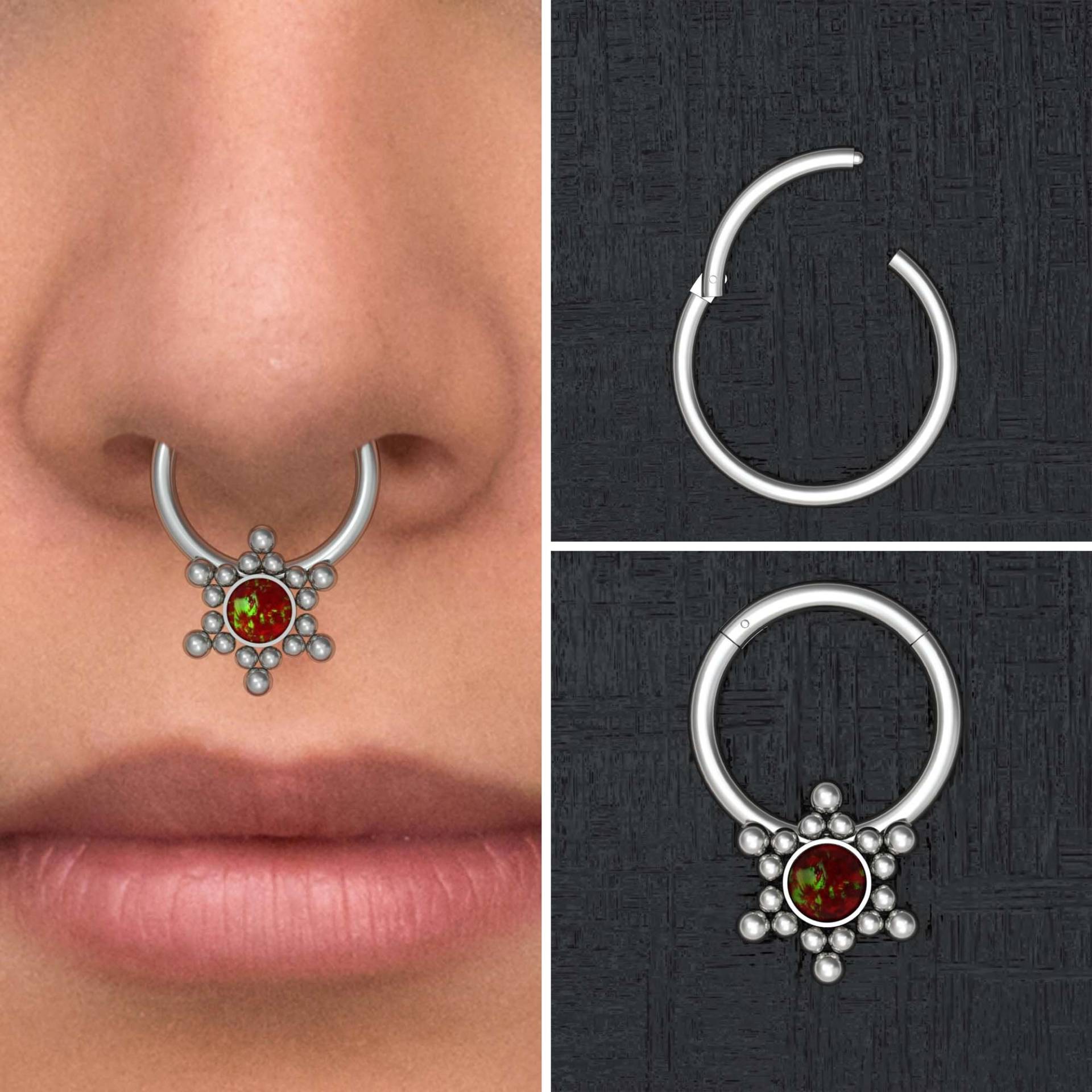 Titan Septum Ring Clicker Ohrring, Opal Daith Ohrring Implant Grade, Schmuck, Hoop, Piercing von TitaniumFashion