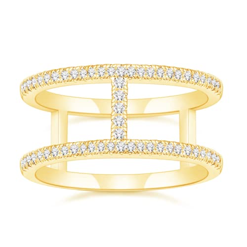 Titaniumcentral Ringe Damen Rosegold Gold Silber Eternity Ring Zirkonia Doppelband Verlobungsring Eheringe Partnerring (Gelbgold,47 (15.0)) von Titaniumcentral