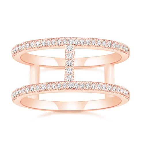 Titaniumcentral Ringe Damen Rosegold Gold Silber Eternity Ring Zirkonia Doppelband Verlobungsring Eheringe Partnerring (Rosegold,49 (15.6)) von Titaniumcentral