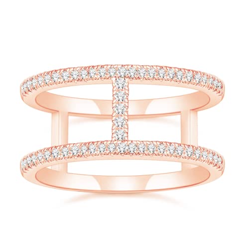 Titaniumcentral Ringe Damen Rosegold Gold Silber Eternity Ring Zirkonia Doppelband Verlobungsring Eheringe Partnerring (Rosegold,55 (17.5)) von Titaniumcentral