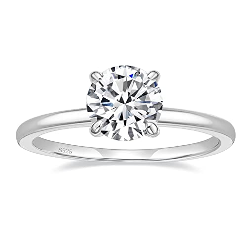 Titaniumcentral Ringe Damen Silber 925 Rosegold Gold Solitärring 1,5CT Rund Zirkonia Verlobungsringe Versprechen Heiratsantrag Ring (Silber,63 (20.1)) von Titaniumcentral