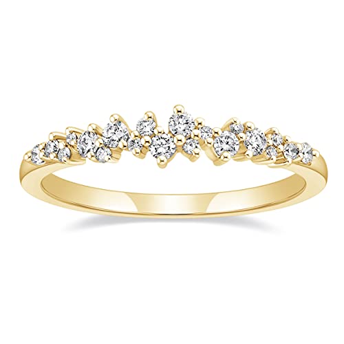 Titaniumcentral Ringe Damen Vorsteckring Schmal Schlicht Rosegold Gold Silber Zirkonia Verlobungsringe Eheringe Partnerringe (Gelbgold,51 (16.2)) von Titaniumcentral
