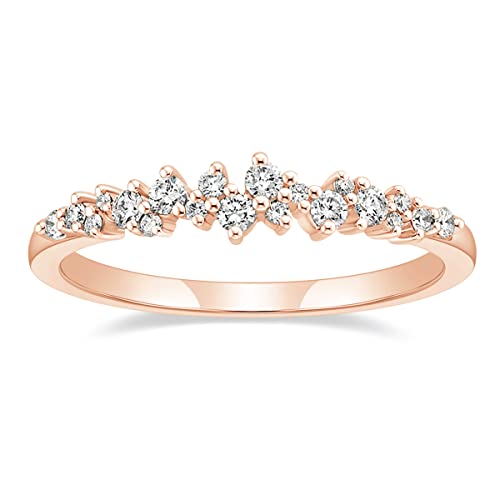 Titaniumcentral Ringe Damen Vorsteckring Schmal Schlicht Rosegold Gold Silber Zirkonia Verlobungsringe Eheringe Partnerringe (Rosegold,57 (18.1)) von Titaniumcentral