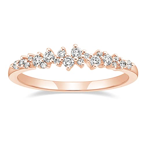 Titaniumcentral Ringe Damen Vorsteckring Schmal Schlicht Rosegold Gold Silber Zirkonia Verlobungsringe Eheringe Partnerringe (Rosegold,60 (19.1)) von Titaniumcentral