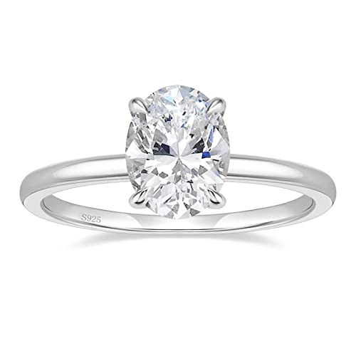 Titaniumcentral Ringe für Damen Silber 925 Solitärring 3CT Oval Zirkonia Verlobungsringe Versprechen Ring Eheringe Rosegold Gold (Silber,51 (16.2)) von Titaniumcentral