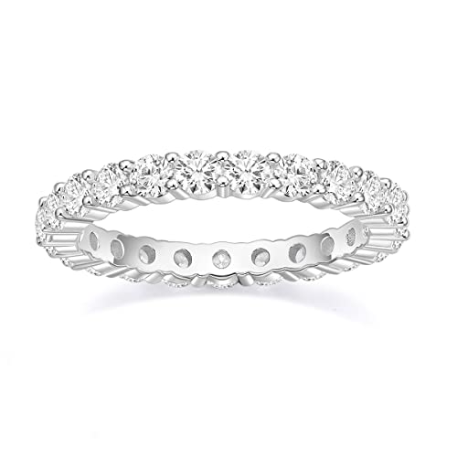 Titaniumcentral 3mm Damen Eternity Ring Silber 925 Zirkonia Volle Ewigkeitsringe Vorsteckring Schmal Verlobungsringe Eheringe Trauringe Memoire Ringe (Silber, 57 (18.1)) von Titaniumcentral