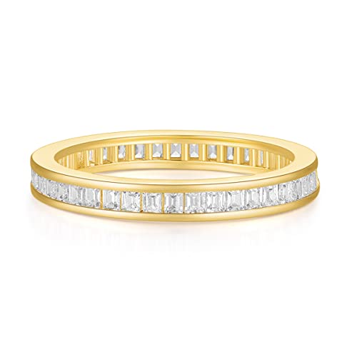 Titaniumcentral Damen Eternity Ring Zirkonia Vorsteckring Schmal Volle Ewigkeitsringe Eheringe Verlobungsringe Memoirering (Gelbgold,47 (15.0)) von Titaniumcentral