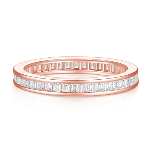 Titaniumcentral Damen Eternity Ring Zirkonia Vorsteckring Schmal Volle Ewigkeitsringe Eheringe Verlobungsringe Memoirering (Rosegold,53 (16.9)) von Titaniumcentral