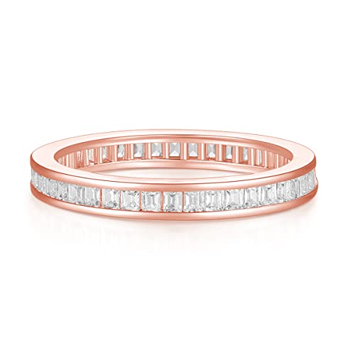 Titaniumcentral Damen Eternity Ring Zirkonia Vorsteckring Schmal Volle Ewigkeitsringe Eheringe Verlobungsringe Memoirering (Rosegold,60 (19.1)) von Titaniumcentral