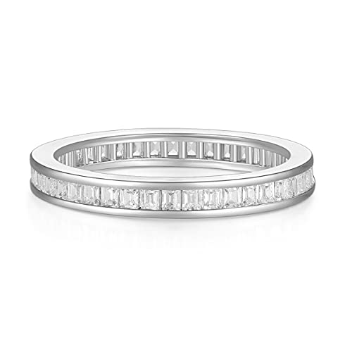 Titaniumcentral Damen Eternity Ring Zirkonia Vorsteckring Schmal Volle Ewigkeitsringe Eheringe Verlobungsringe Memoirering (Silber,47 (15.0)) von Titaniumcentral