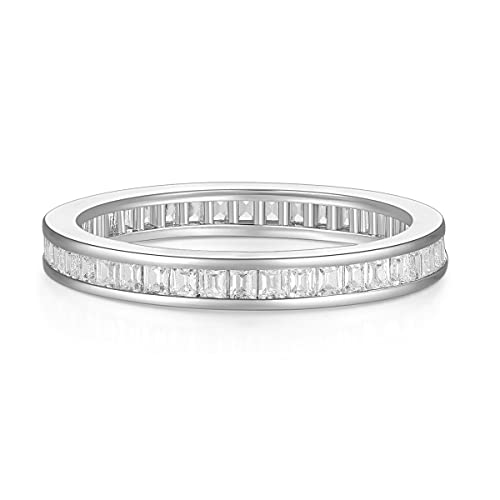 Titaniumcentral Damen Eternity Ring Zirkonia Vorsteckring Schmal Volle Ewigkeitsringe Eheringe Verlobungsringe Memoirering (Silber,52 (16.6)) von Titaniumcentral