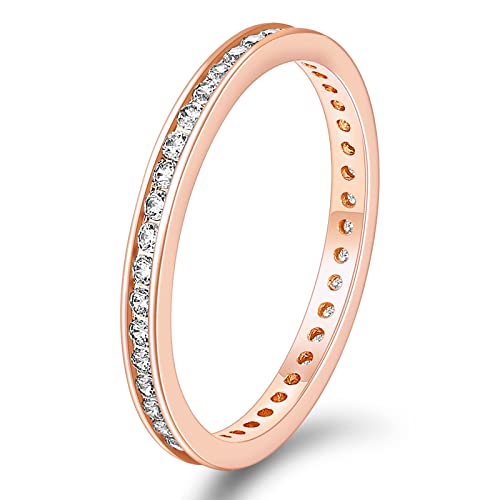Titaniumcentral Eternity Ring Damen Zirkonia Vorsteckring Schmal Ewigkeitsringe Verlobungsringe Eheringe Memoire Ringe 2.5mm (Rosegold,55 (17.5)) von Titaniumcentral