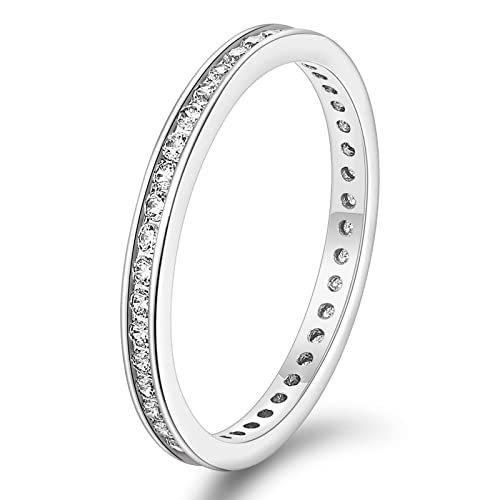 Titaniumcentral Eternity Ring Damen Zirkonia Vorsteckring Schmal Ewigkeitsringe Verlobungsringe Eheringe Memoire Ringe 2.5mm (Silber,62 (19.7)) von Titaniumcentral