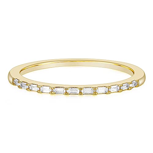Titaniumcentral Eternity Ringe Damen Vorsteckring Schmal Halb Ewigkeitsringe Baguette-Schnitt Zirkonia Verlobungsringe (Gelbgold,46 (14.6)) von Titaniumcentral