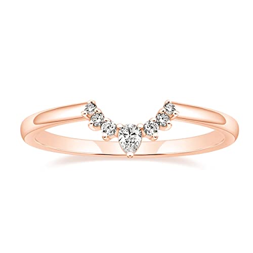 Titaniumcentral Ringe Damen Schmal Vorsteckring Rosegold Gold Silber Birnen und Rund Schliff Zirkonia Verlobungsringe Eheringe (Rosegold,61 (19.4)) von Titaniumcentral