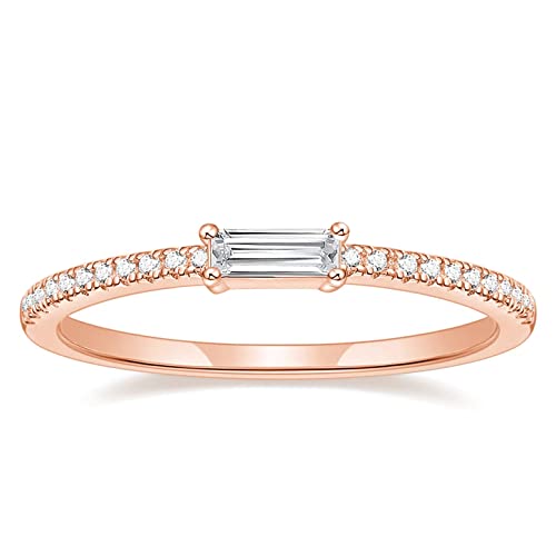 Titaniumcentral Ringe Damen Vorsteckring Schmal Ewigkeitsringe Baguette-Schnitt Zirkonia Verlobungsringe Eheringe Trauringe (Rosegold,58 (18.5)) von Titaniumcentral