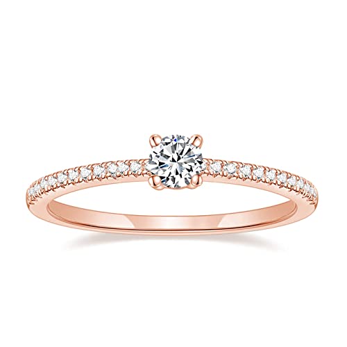 Titaniumcentral Vorsteckring Damen Eternity Ringe Schmal Rund Zirkonia Verlobungsringe Eheringe Versprechen Ring (Rosegold,47 (15.0) von Titaniumcentral