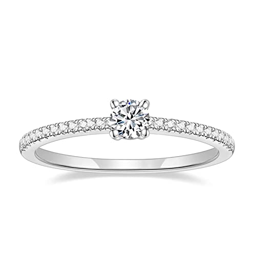 Titaniumcentral Vorsteckring Damen Eternity Ringe Schmal Rund Zirkonia Verlobungsringe Eheringe Versprechen Ring (Silber,56 (17.8) von Titaniumcentral