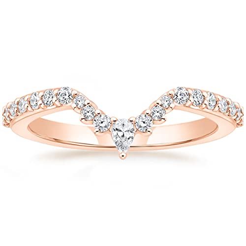 Titaniumcentral Vorsteckring Damen Schmal Eternity Ring Rosegold Gold Silber Birnen und Rund Schliff Zirkonia Verlobungsringe Eheringe Trauringe (Rosegold,52 (16.6)) von Titaniumcentral