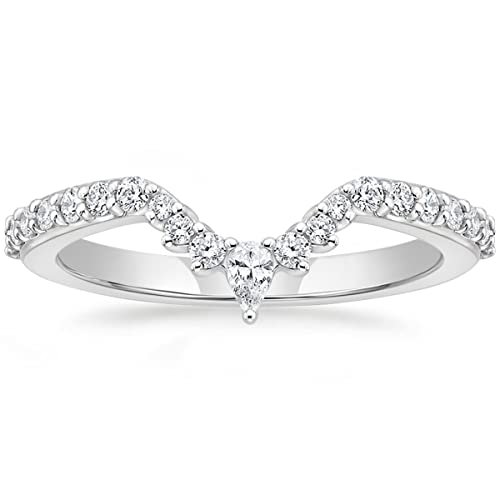 Titaniumcentral Vorsteckring Damen Schmal Eternity Ring Rosegold Gold Silber Birnen und Rund Schliff Zirkonia Verlobungsringe Eheringe (Silber,48 (15.3)) von Titaniumcentral