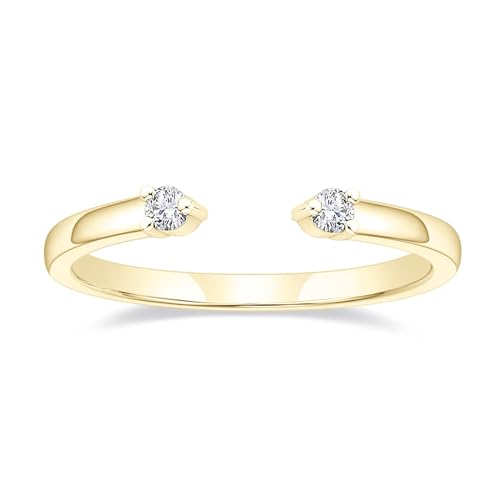 Titaniumcentral Vorsteckring Damen Schmal Offen Verstellbarer Ring Zirkonia Zierlich Schlicht Verlobungsringe Eheringe Versprech Ringe (Gold,58 (18.5)) von Titaniumcentral