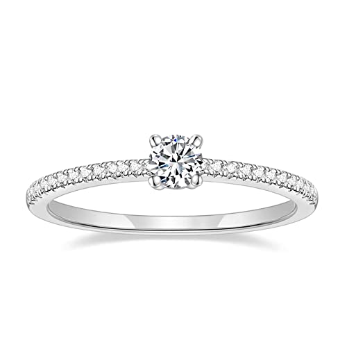 Titaniumcentral Vorsteckring Damen Eternity Ringe Schmal Rund Zirkonia Verlobungsringe Eheringe Versprechen Ring (Silber,53 (16.9) von Titaniumcentral