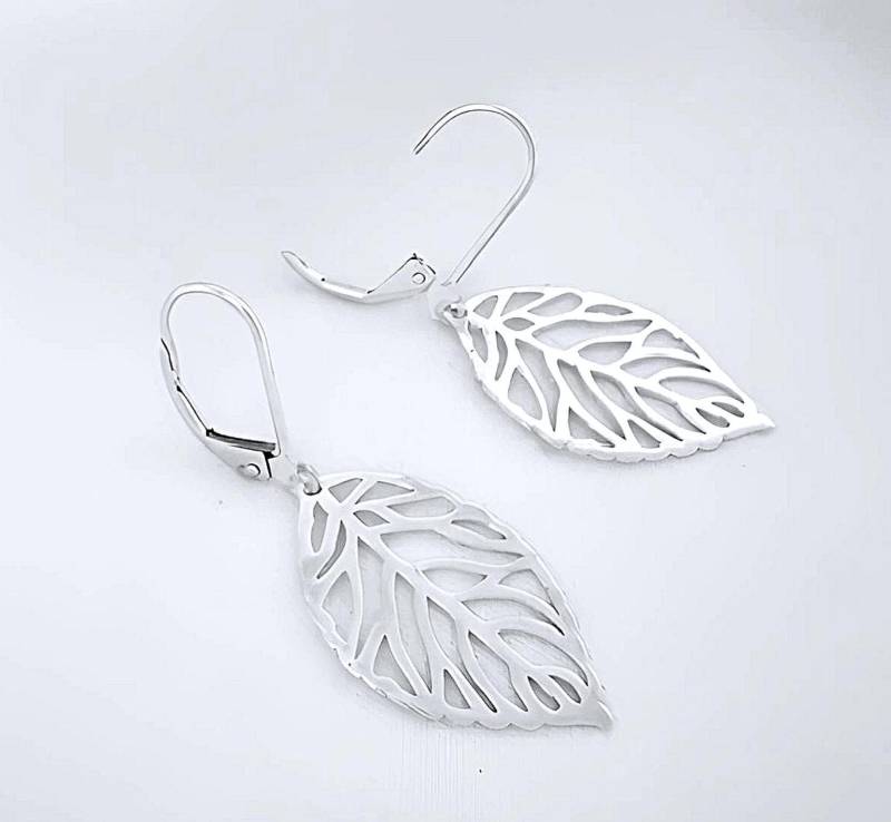 sterling Silber Blatt Ohrringe Hypoallergen. Wählen Sie Hinge Earring & Hook Ohrringe. Größe Eines Blattes 38 Mm X 23 Oder Kleinen 26 15 Plus von TitinaJewelry