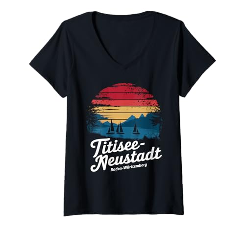 Damen Titisee-Neustadt Baden-Württemberg T-Shirt mit V-Ausschnitt Damen Titisee-Neustadt Baden-Württemberg T-Shirt mit V-Ausschnitt von Titisee-Neustadt Baden-Württemberg See