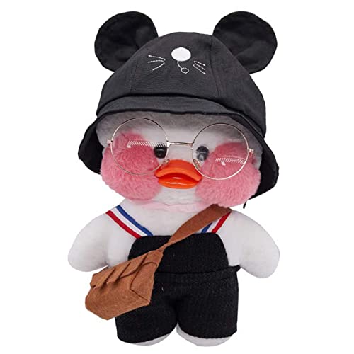 Tittaty Christmas Duck Kostüm Ente Plüschtier Weihnachten Kuscheltier Cartoon Toy Doll Niedlicher Kopfbedeckung Tasche Brille Tolle Weihnachsgeschenke Freunde Geburtstagsgeschenk (Schwarz) von Tittaty