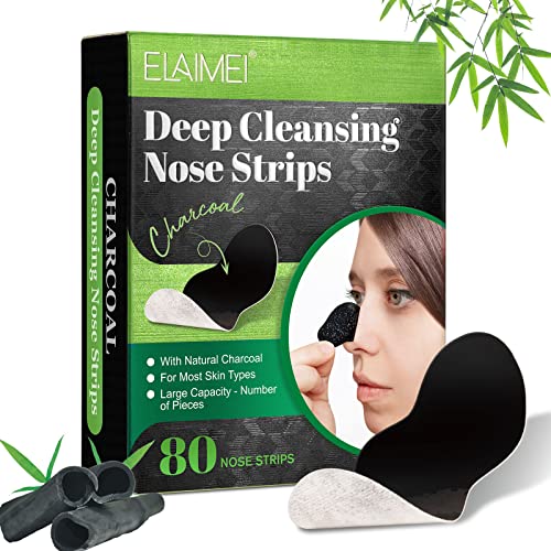 Nose Mitesser Pore Strips, 80 Stück Nasen Mitesser Strips, Clear up Nasenpflaster Mitesser, Mitesserentfernung, tiefe Reinigung der Nasenporenstreifen für Frauen und Männer von Tiuedu