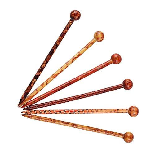 Tiuimk 6pcs Holz Haarnadel Frauen Chinesische Haar Stick Pin Holz Blumenmuster Mädchen von Tiuimk