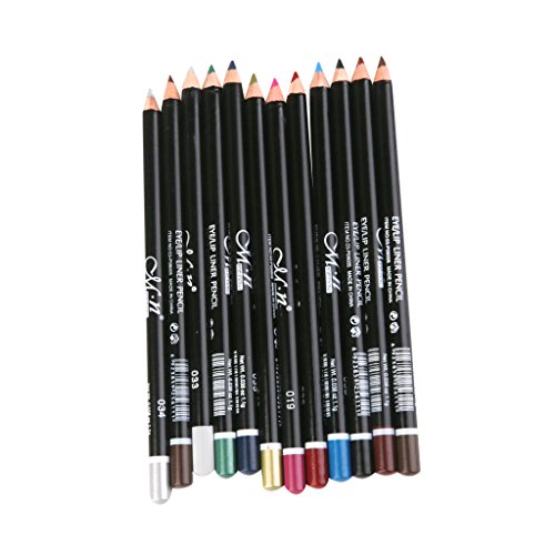 Tiuimk MEINI M.N Eyeliner- und Lidschattenstifte-Set, 12 Farben, langlebig, wischfest, seidig weich, Holz- und Kunststoffmaterial, transparente Kappe zur Aufbewahrung, unverzichtbares Make-up für von Tiuimk