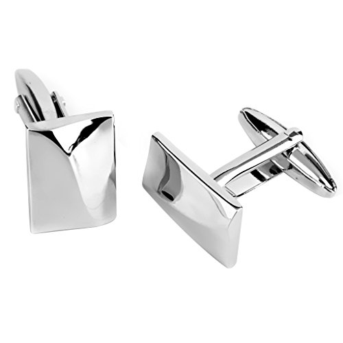 Tiuimk Manschettenknöpfe für Männer und Frauen, einfacher Stil, 3D-Rechteck-Manschettenknöpfe, Hemd, Anzugzubehör, Silber von Tiuimk