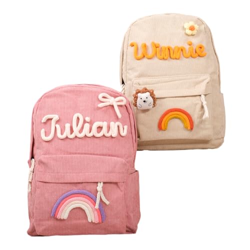 Tivhelrf Personalisierter Cord-Rucksack, lässiger Kinder-Rucksack, leichter Reise-Tagesrucksack, individuelle Schulbuchtasche mit Namen, Pink, Large, Casual Tivhelrf Personalisierter Cord-Rucksack, lässiger Kinder-Rucksack, leichter Reise-Tagesrucksack, individuelle Schulbuchtasche mit Namen, Pink, Large, Casual von Tivhelrf