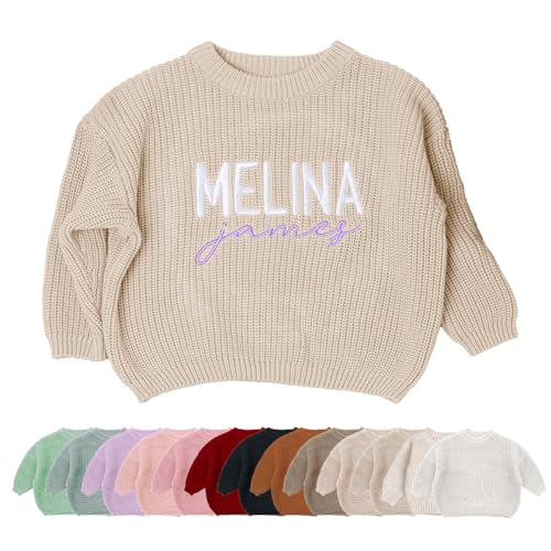 Tivhelrf Strickpullover für Kleinkinder mit individueller Namensstickerei – Rundhalspullover mit Langen Ärmeln – Herbst/Winter-Babykleidung Tivhelrf Strickpullover für Kleinkinder mit individueller Namensstickerei – Rundhalspullover mit Langen Ärmeln – Herbst/Winter-Babykleidung von Tivhelrf