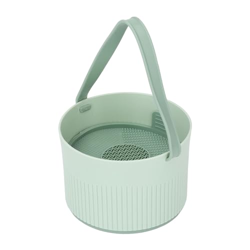 3-in-1-Silikon-Make-up-Pinsel-Reinigungsschale, mit Pinsel-Trocknungshalter, Kosmetikpinsel-Reinigungswerkzeug-Organizer, Grün von Tixiyu