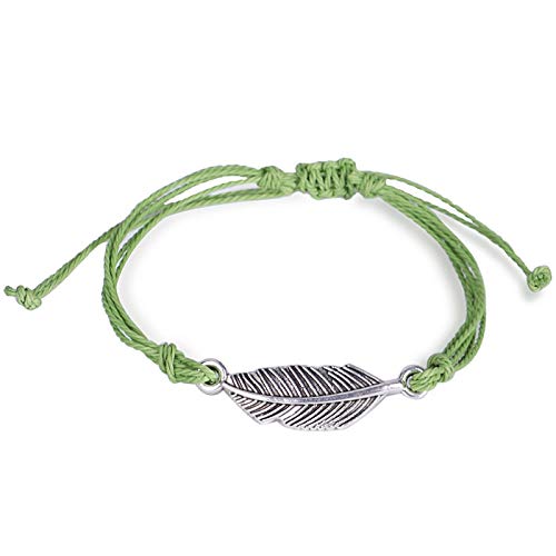 Tixqeaif Mode Böhmen Verlässt Charme Armband Für Frauen Handgefertigt Wachs Linie Armband Armreif Sommer Strand Schmuck Grün von Tixqeaif