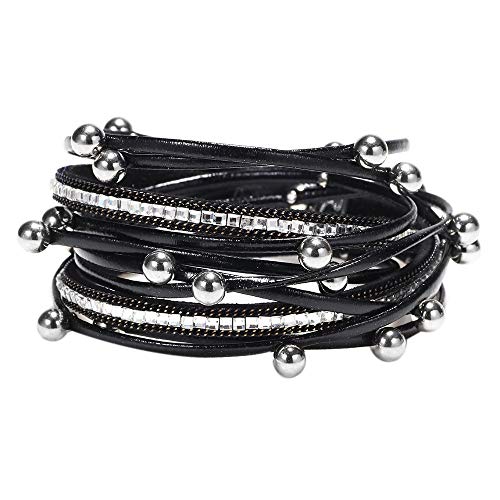 Tixqeaif Mode Mehrere Schichten Charme Armband Für Frauen Vintage Leder Armbänder & Armreifen Femme Party Schmuck Schwarz von Tixqeaif